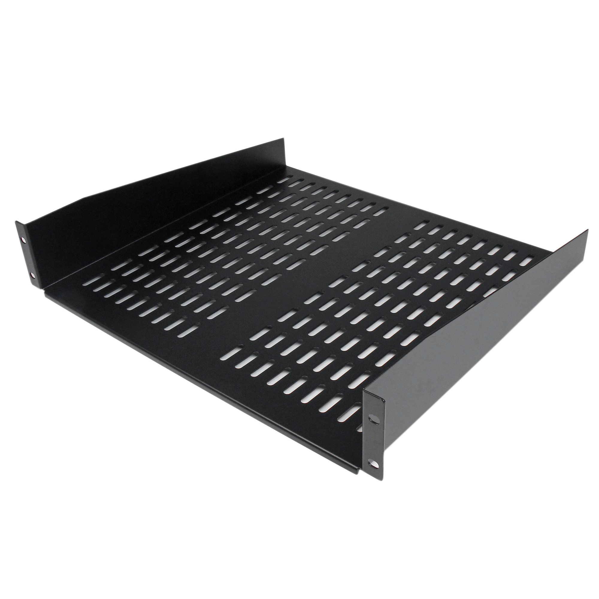STARTECH.COM 2U 16in Universal Vented Rack Mount Cantilever Shelf - Fixed Server Rack Cabinet Shelf - 50lbs / 22kg