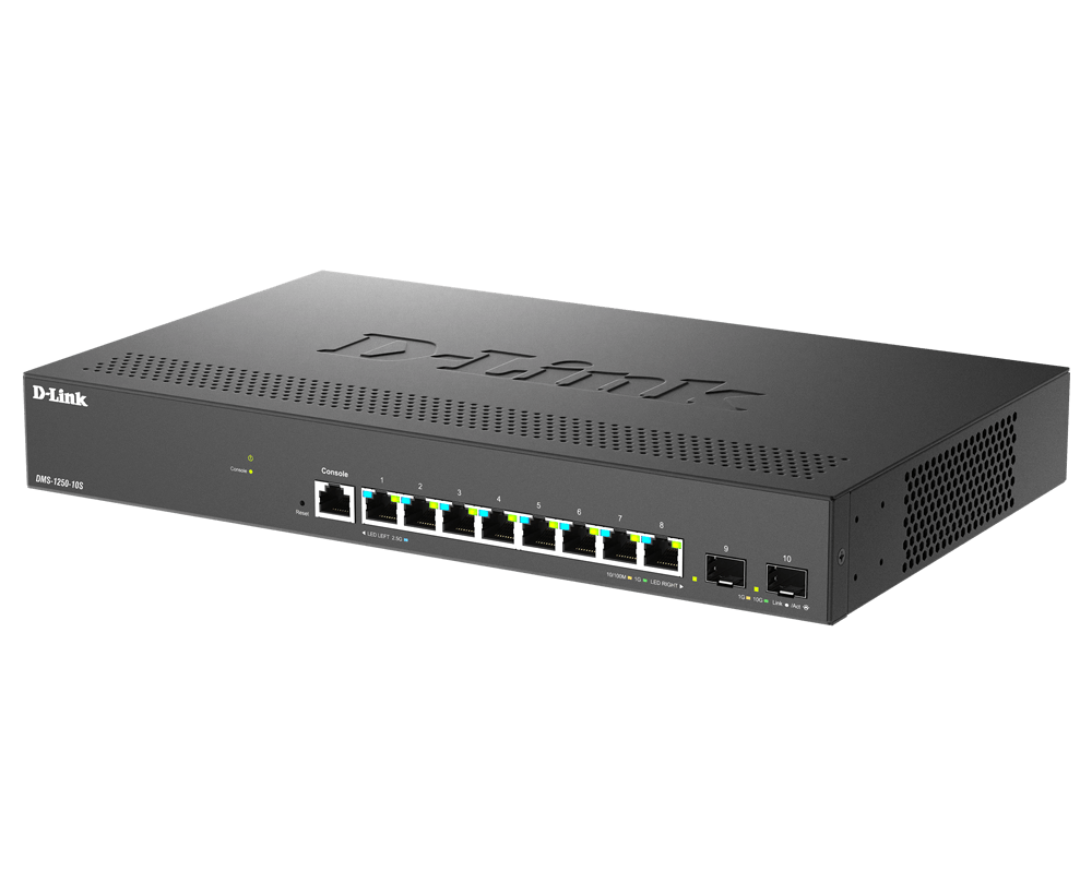 D-LINK DMS-1250-10S/E 8-Port Multi-Gigabit L2+ Smart Managed Switch 8x 2.5 GE 2x 10G SFP+ DNC / DNH ohne Lüfter