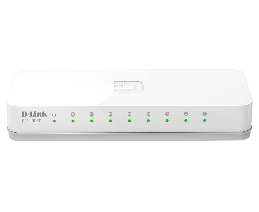 D-LINK DES-1008C 8-Port Fast Ethernet unmanaged Switch 8x 100Base-TX lüfterlos weiss