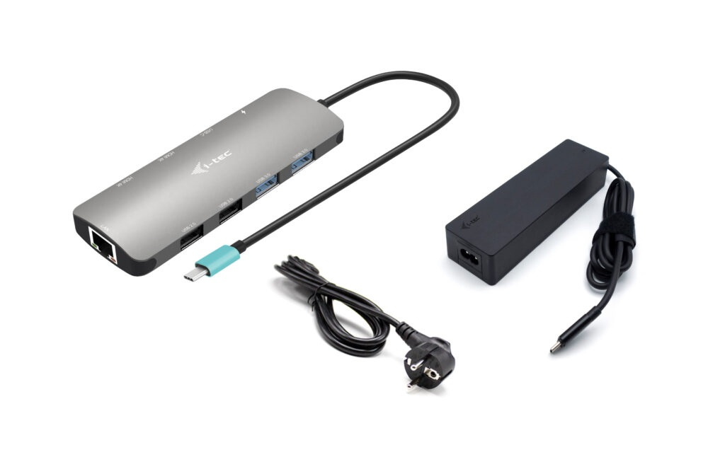 I-TEC USB-C Metal Nano Dock 2x HDMI 1x GLAN 2x USB 3.2 2x USB 2.0 1x USB-C 3.2 Gen.1 Data 1x USB-C 100W PD + Netzteil 100W