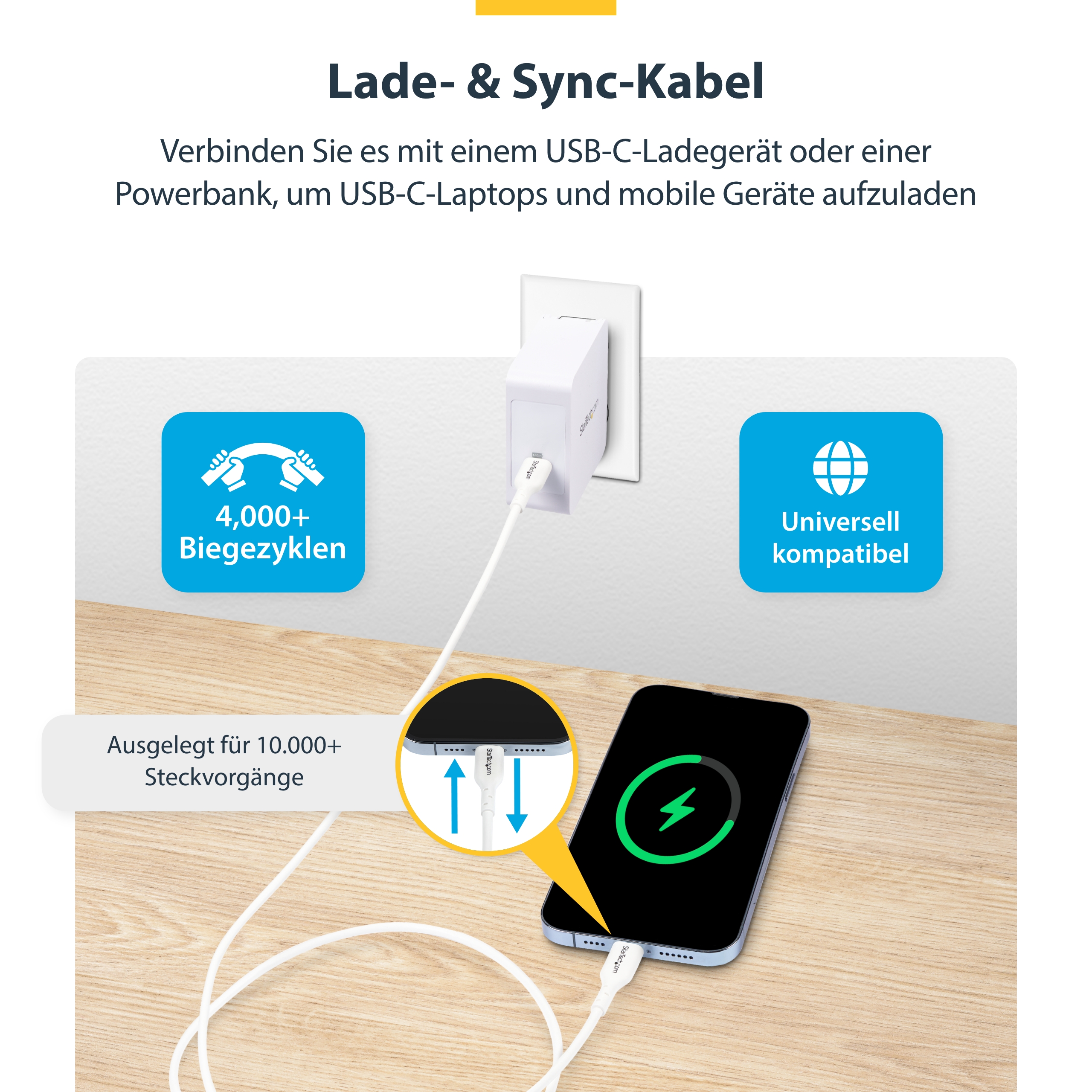 3M WHITE USB-C CHARGING CABLE 60W POWER DELIVERY M/M TYPE-C