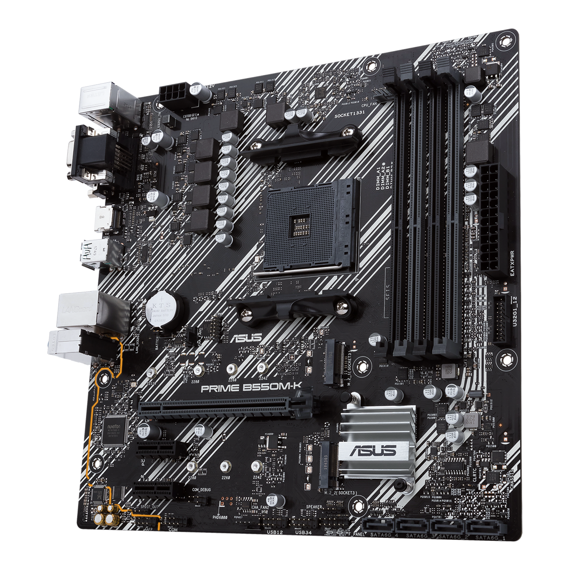 ASUS PRIME B550M-K mATX MB dual M.2 PCIe 4.0 1Gb Ethernet HDMI/D-Sub/DVI SATA 6Gbps USB3.2 Gen 2 Type-A