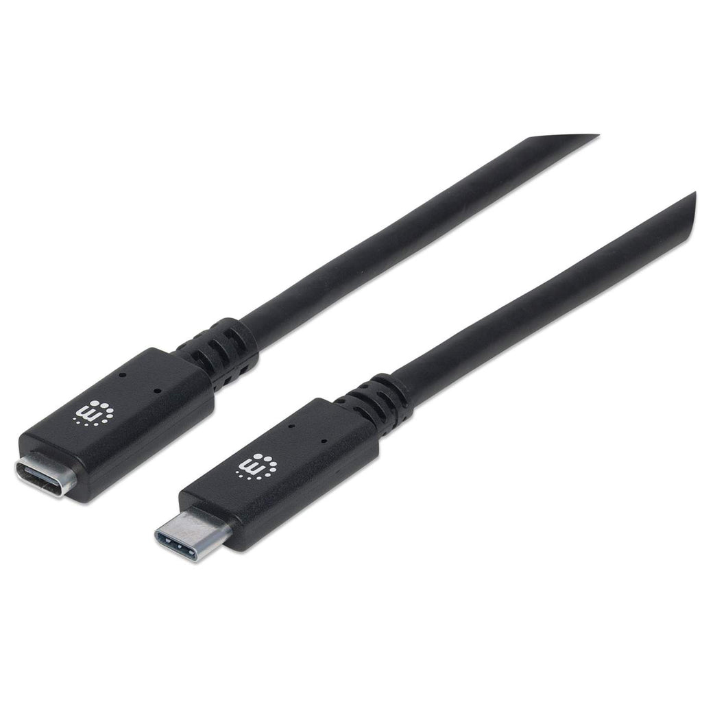 MANHATTAN 3.1 USB-C Verlaengerungskabel 0,5m SuperSpeed+ USB 3.1 Gen2 Typ C-Stecker auf Typ C-Buchse 10 Gbit/s 5 A schwarz