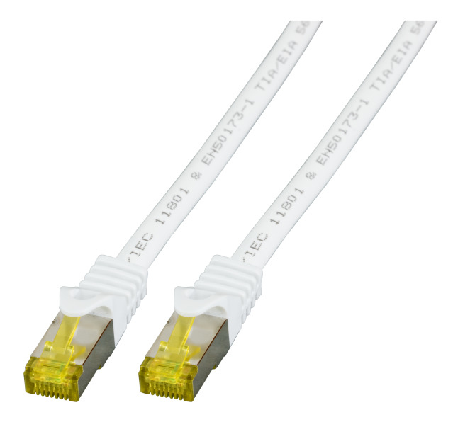 EFB Patchkabel Cat6a S/FTP LSZH mit Cat7 Rohkabel 5m WEISS 10 Gigabit Ethernet 600MHz 4x2xAWG26/7 Flammwidrig Raucharm