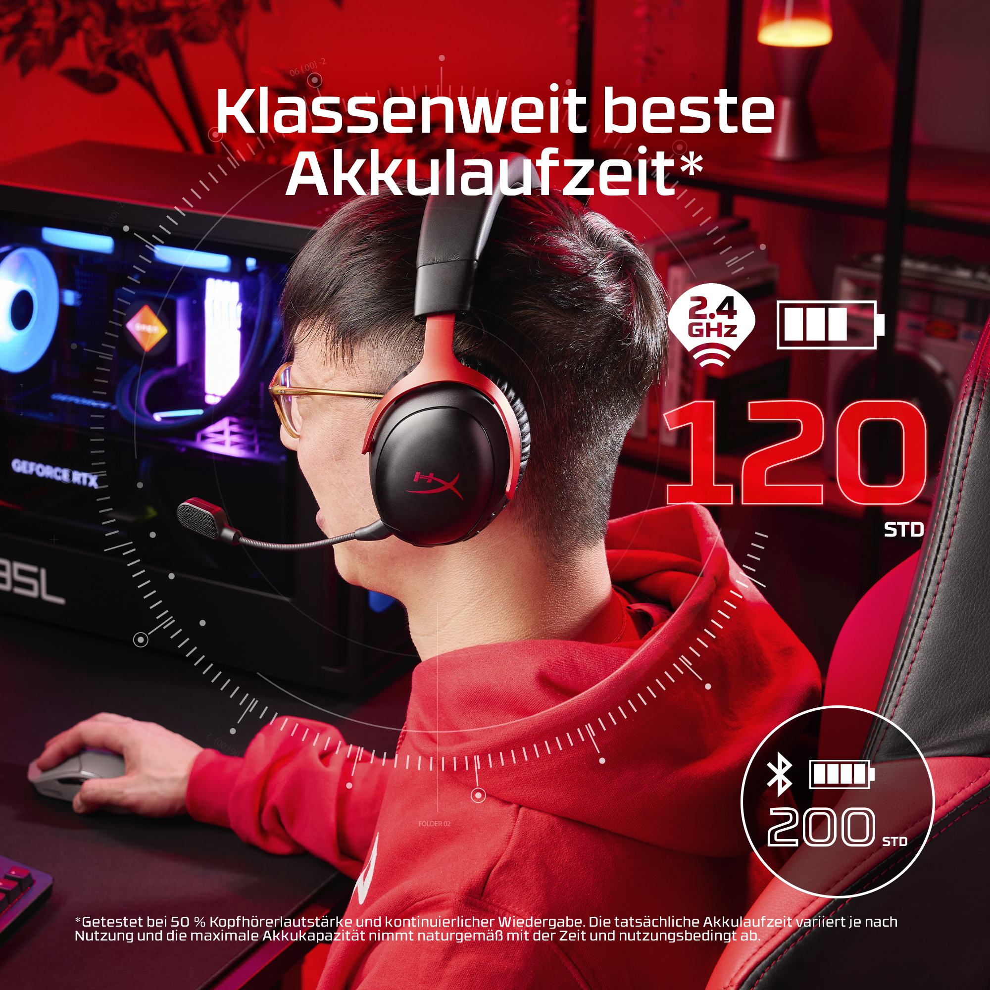 HyperX Cloud III S Wireless kabelloses Gaming-Headset, rot/schwarz