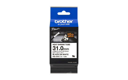 brother Schrumpfschlauch HSe-261E HSE261E, 31 mm, schwarz auf weiß, 1 St.