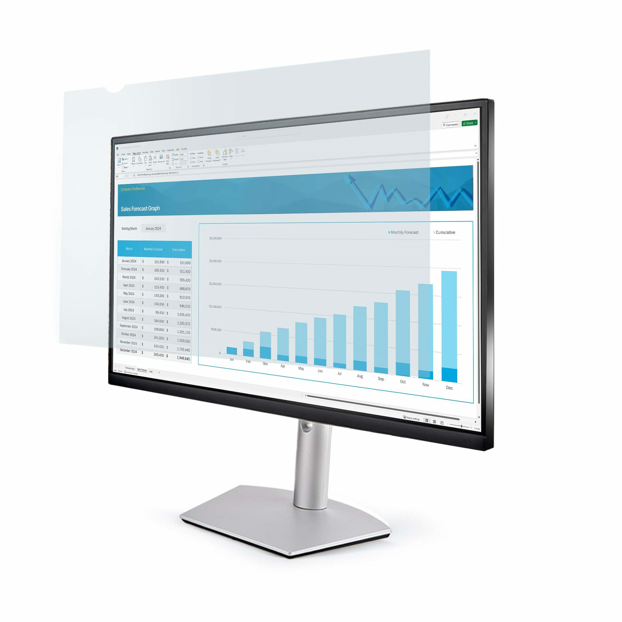 STARTECH.COM 60,96cm 24Zoll 16:9monitor Blaulichtfilter Bluelight Filter Bildschirm Blaulichtfilter PC Anti Blaulicht Folie