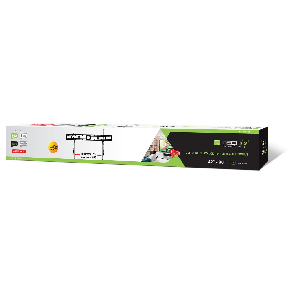 Techly Wandhalterung LCD TV LED 42-80 Slim fixed H400mm