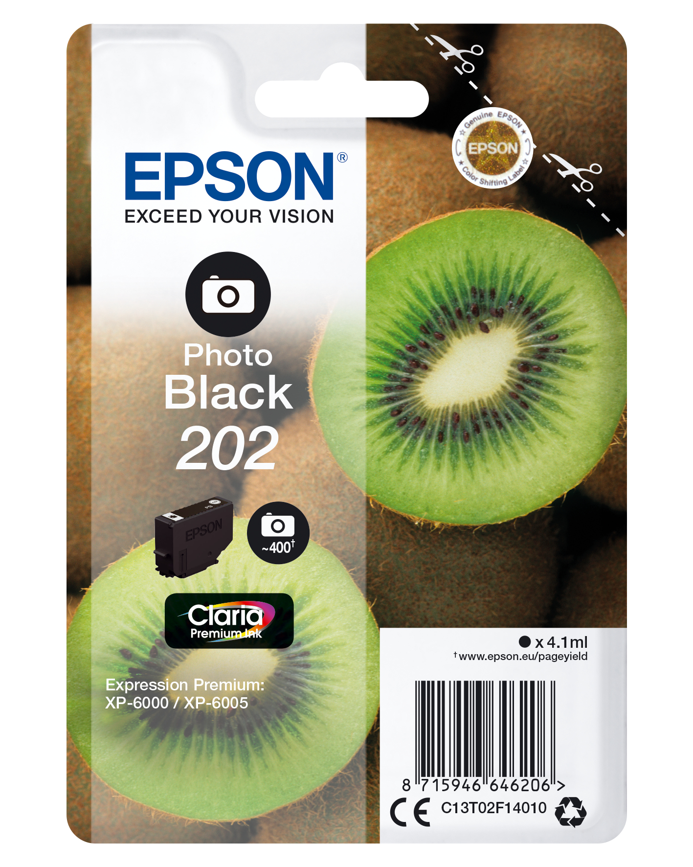 EPSON 202/T02F14 (Kiwi) Foto schwarz Druckerpatrone