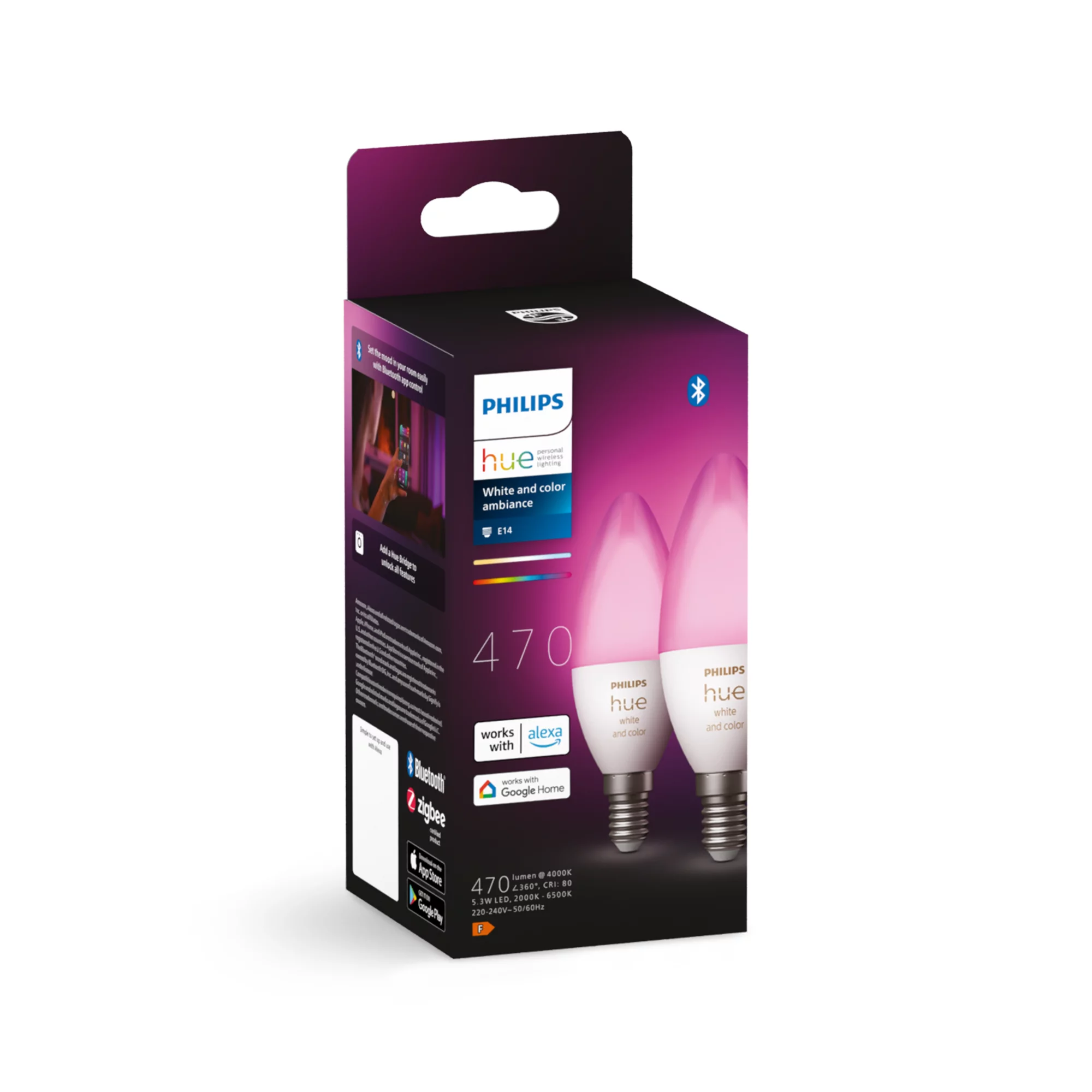 Philips Hue White and Color Ambiance - LED-Lampe - Form: B39 - E14 - 4 W (Entsprechung 25 W)