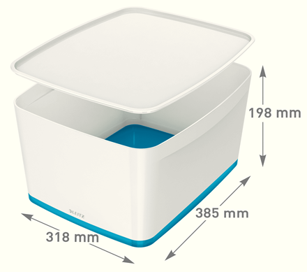 LEITZ MyBox Aufbewahrungsbox 18,0 l perlweiß/blau 38,5 x 31,8 x 19,8 cm, 1 St.