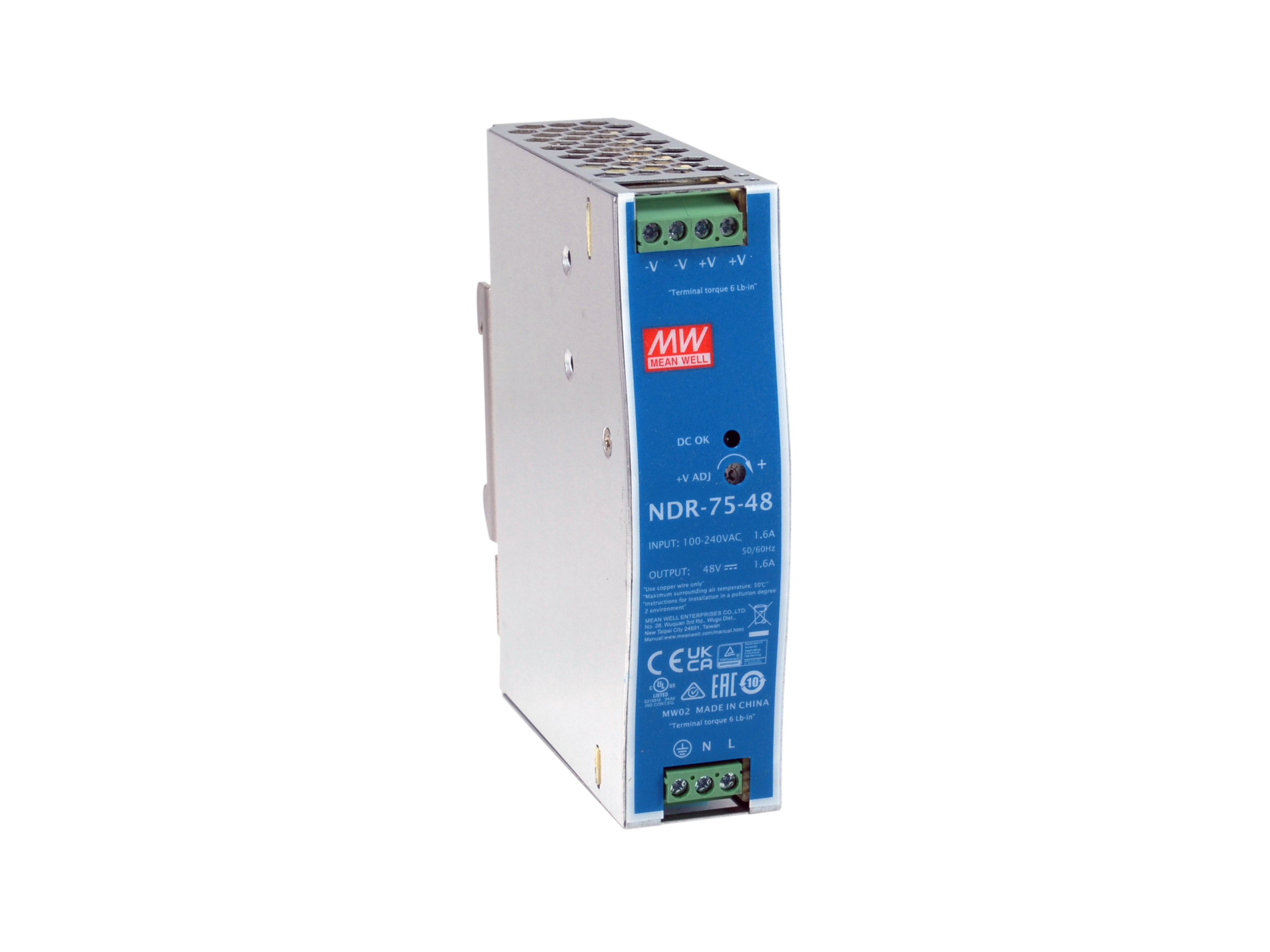 LevelOne Industrie Netzteil 48VDC/ 75W+DIN-Schiene silber