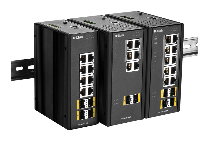 D-LINK DIS-300G-12SW 12-Port Industrie Gigabit Managed Switch 8x 10/100/1000Base 4x 100/1000Base SFP IP30 NEMA?TS2 Section 2