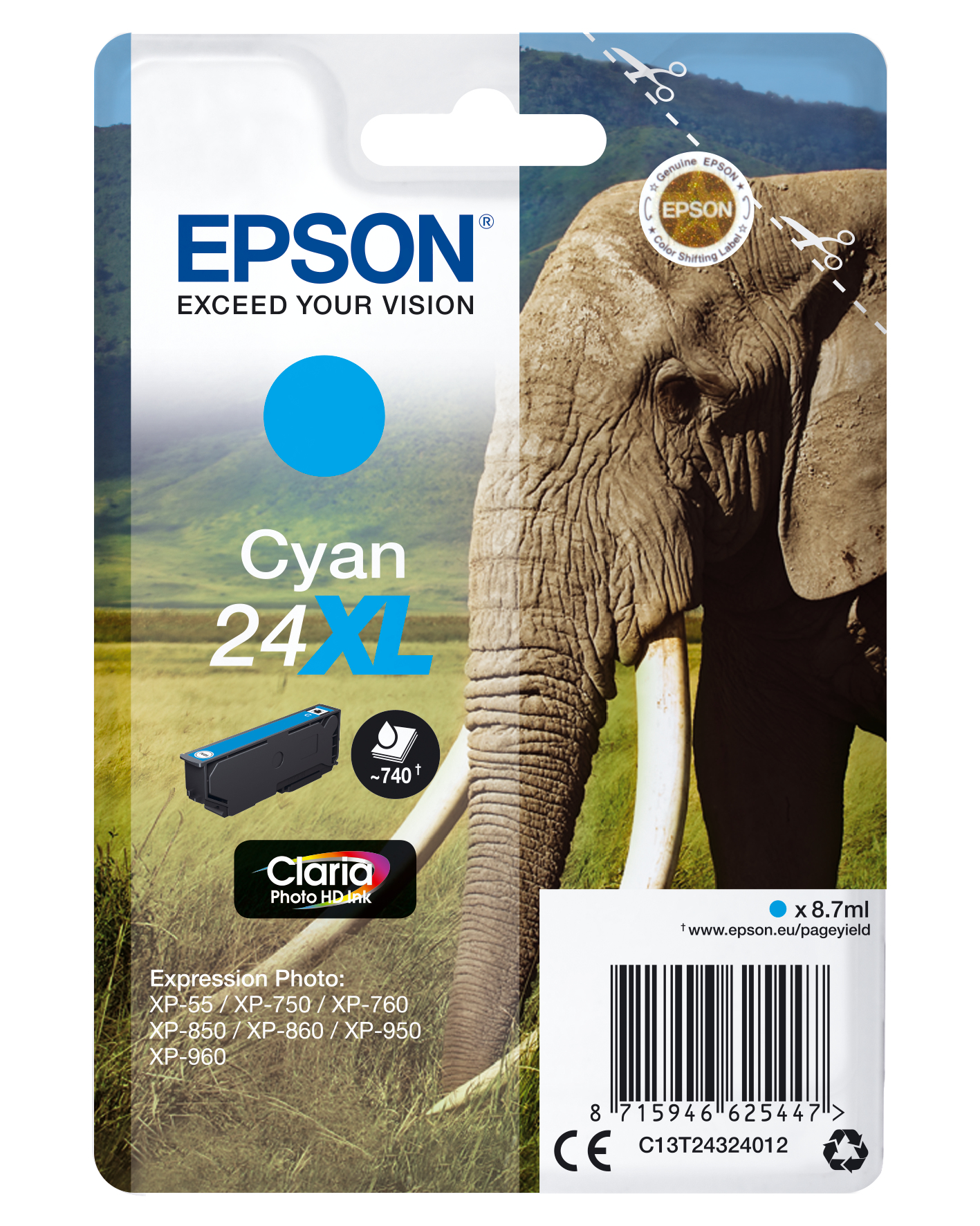 EPSON 24XL / T2432XL (Elefant) cyan Druckerpatrone