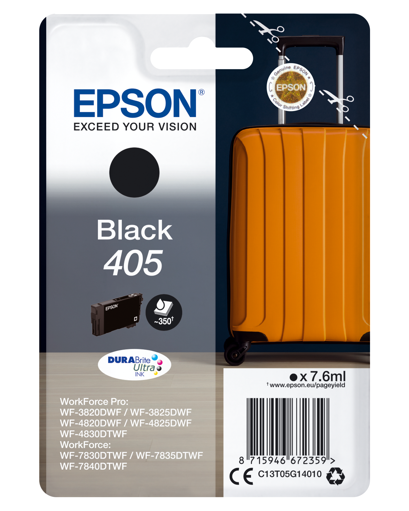 EPSON 4LB Singlepack Black 405 DURABrite Ultra Ink w/s