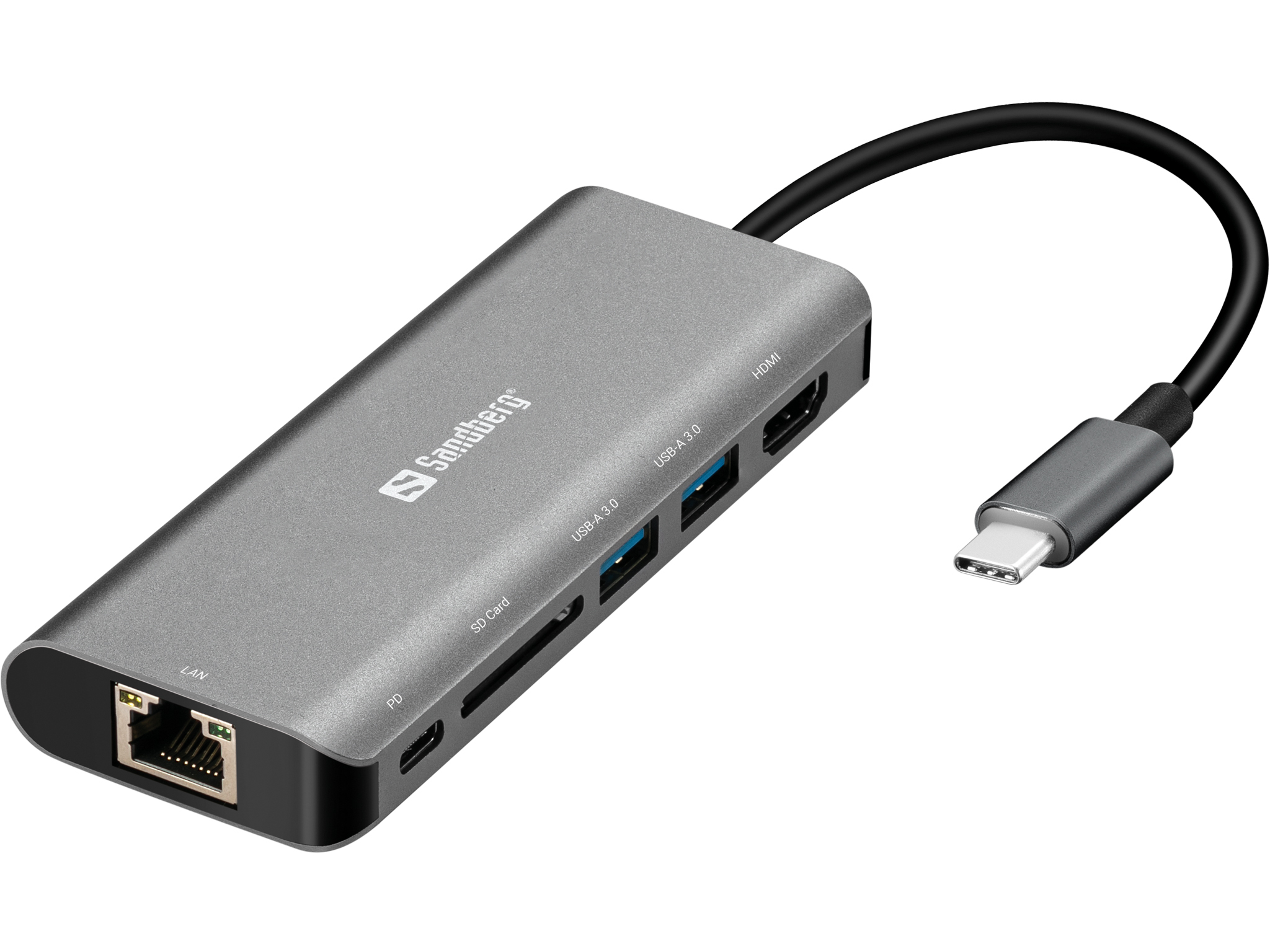 SANDBERG Adapter USB-C Dock HDMI+LAN+SD+USB,61W