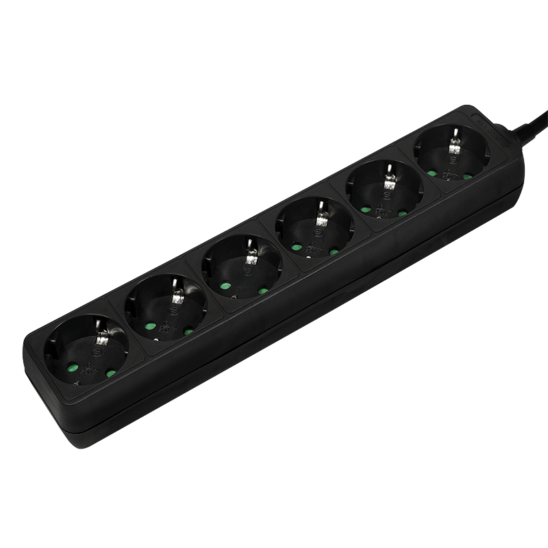 Logilink Steckdosenleiste 6-fach mit Schutzkontakt , schw.