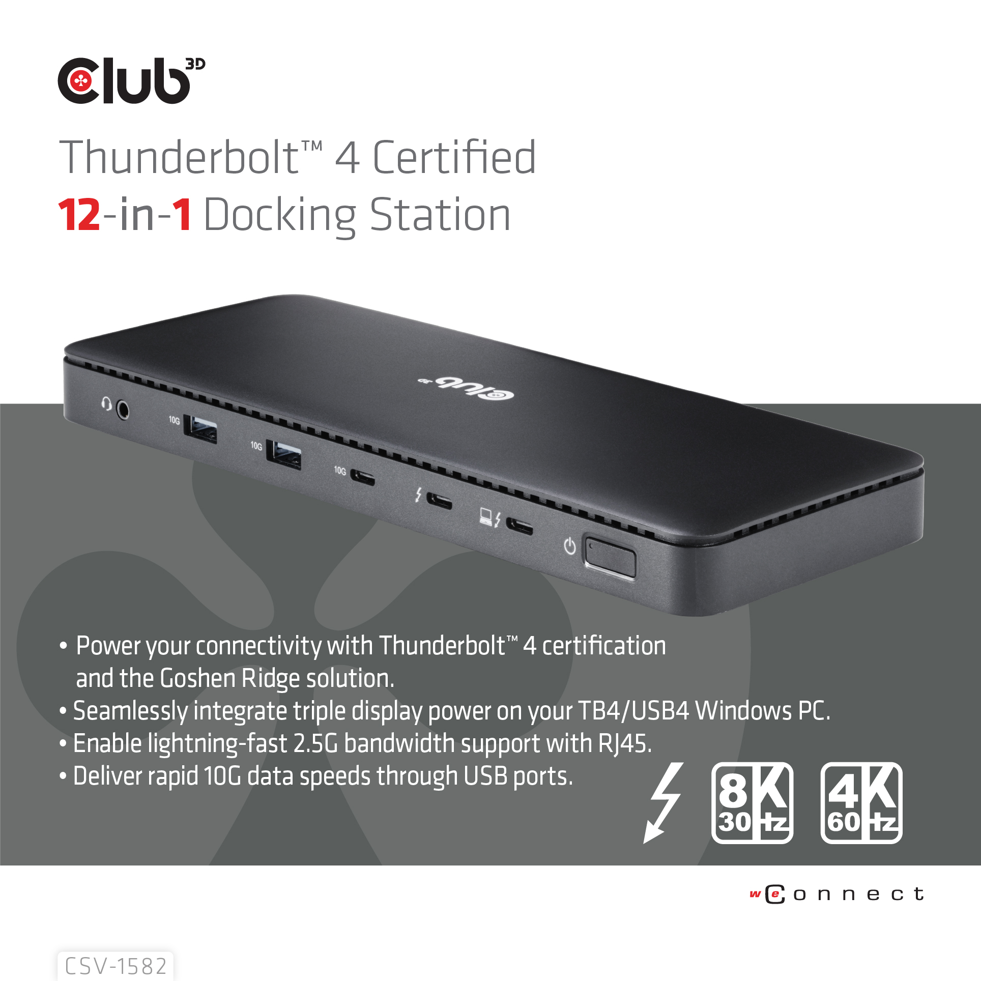 Club3D Thunderbolt4 12-in-1 Dockingstation 3 Displays St/Bu retail