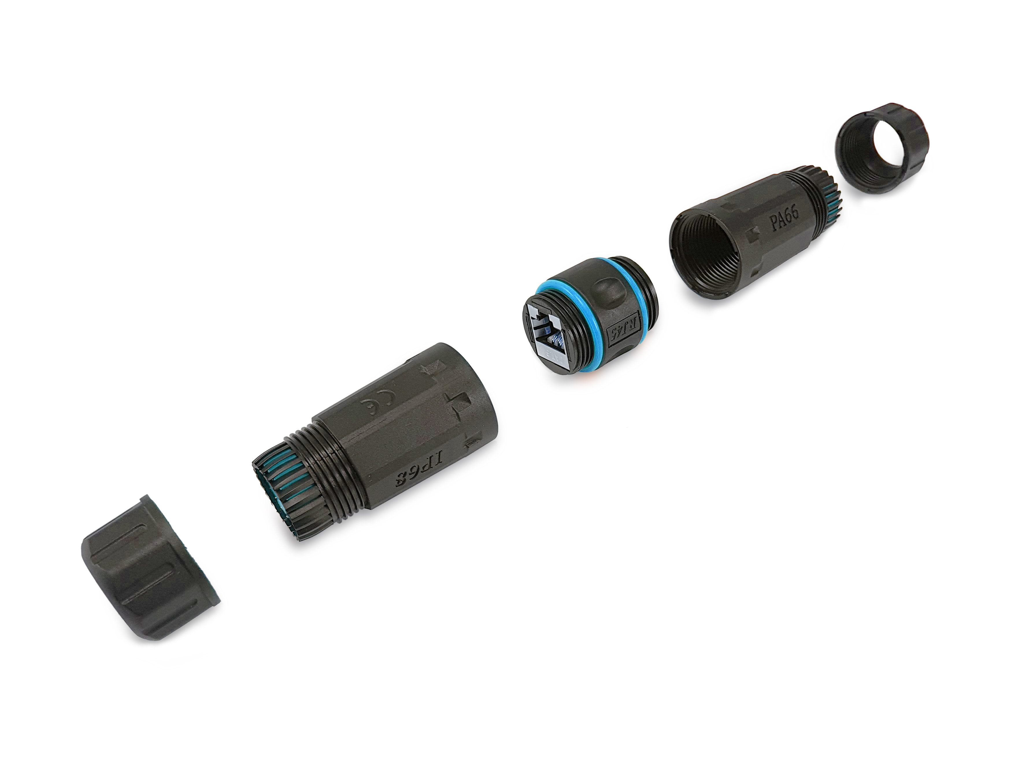 Equip Inline-Koppler Cat6a RJ45 IP68 Out/gesch. Bu/Bu 500MHz Polybeutel