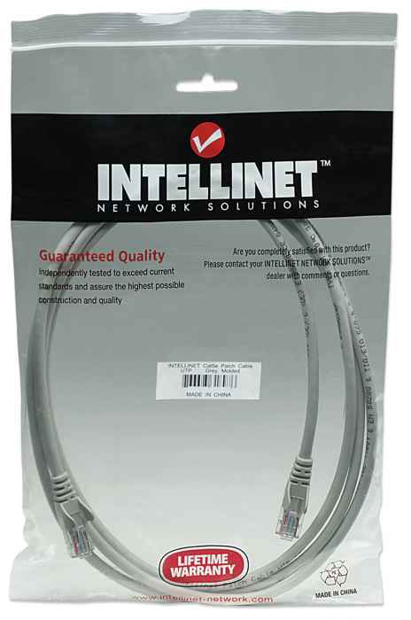 INTELLINET Patchkabel RJ45 U/UTP Cat5e 7.5m Hebelschutz grau