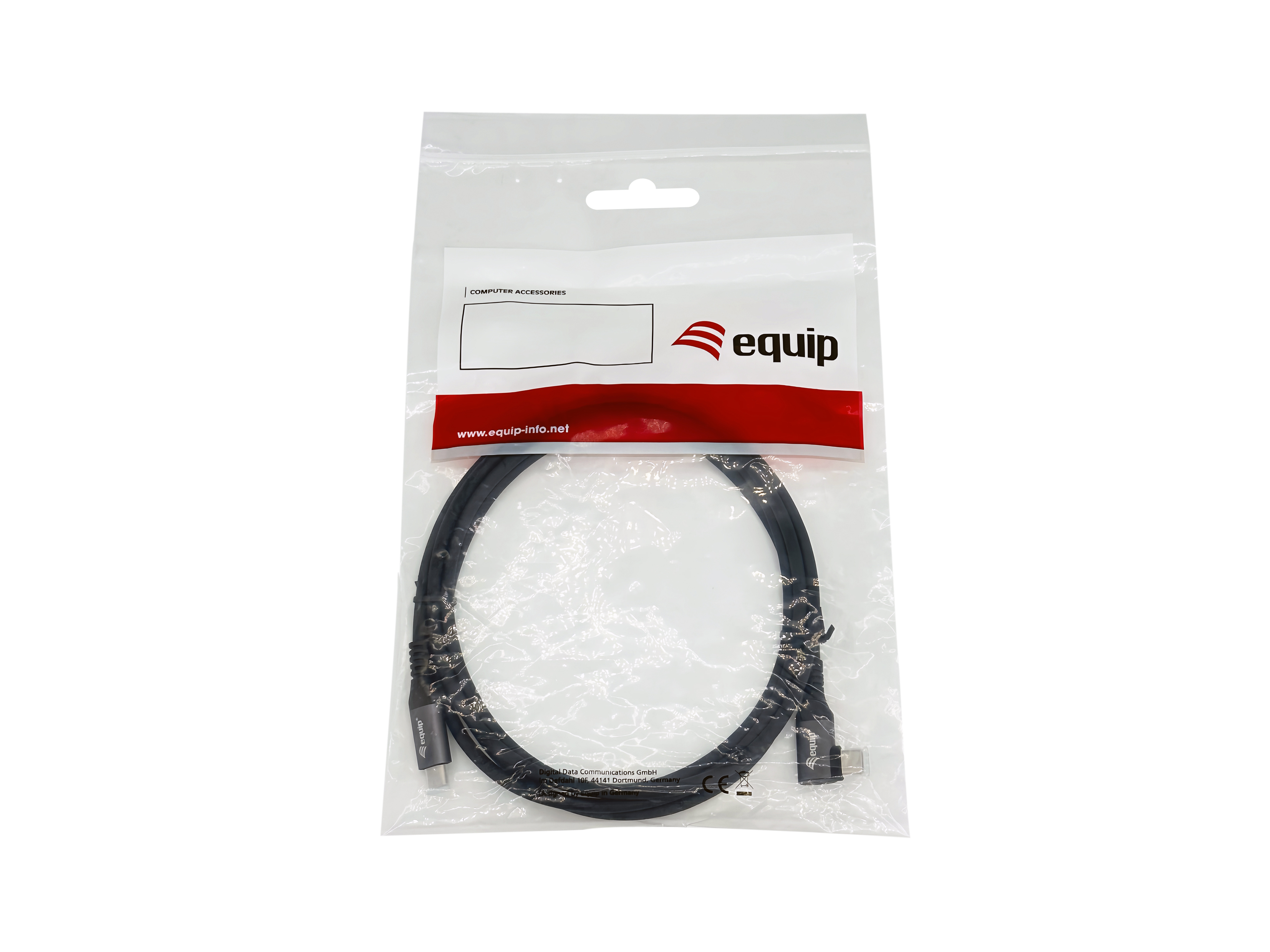 Equip Kabel USB-C2.0->C 90° PD100W St/St 2.00m schwarz