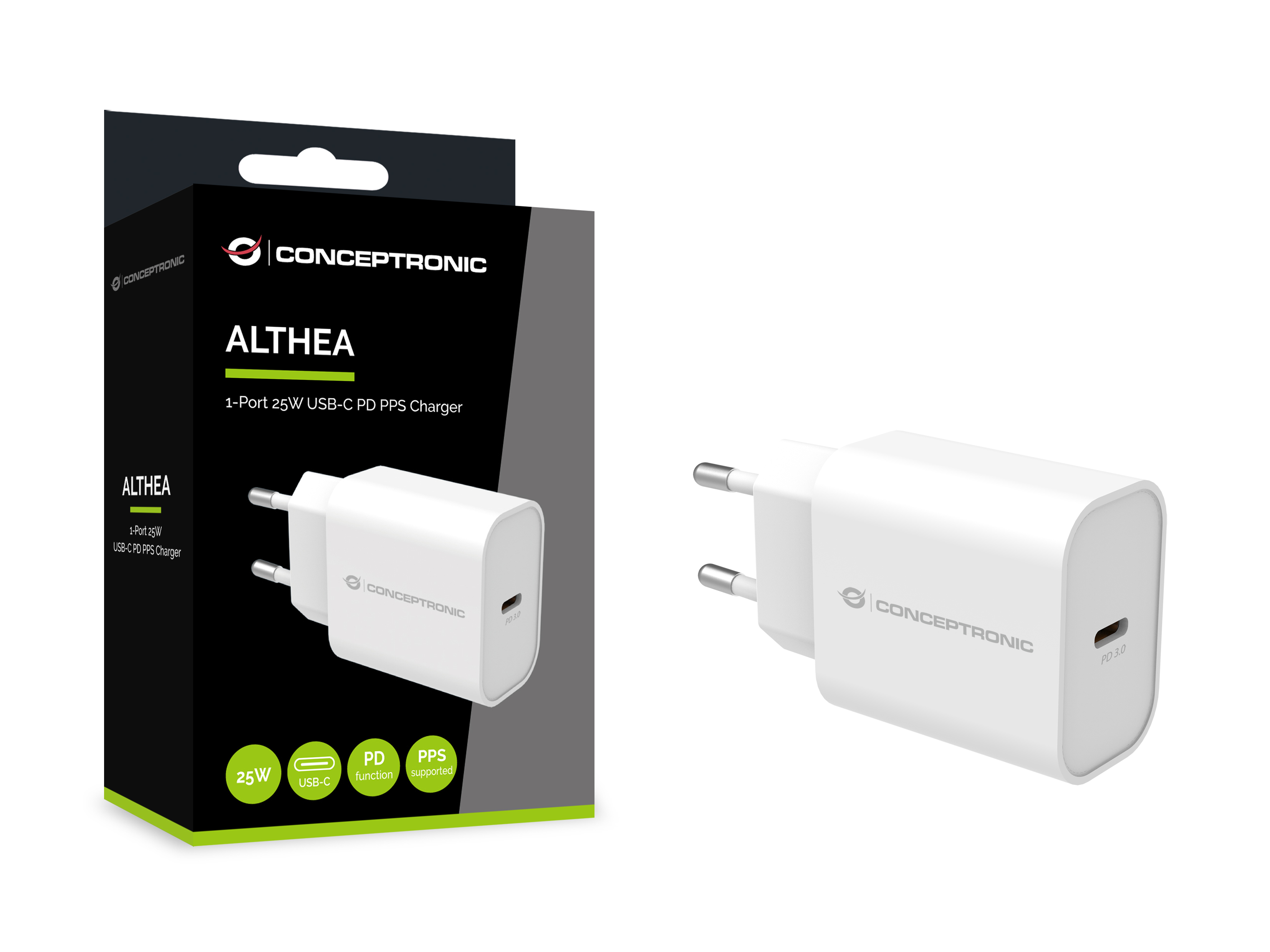 CONCEPTRONIC Ladegerät 1Port USB-C 25WPD3.0/PPS ws