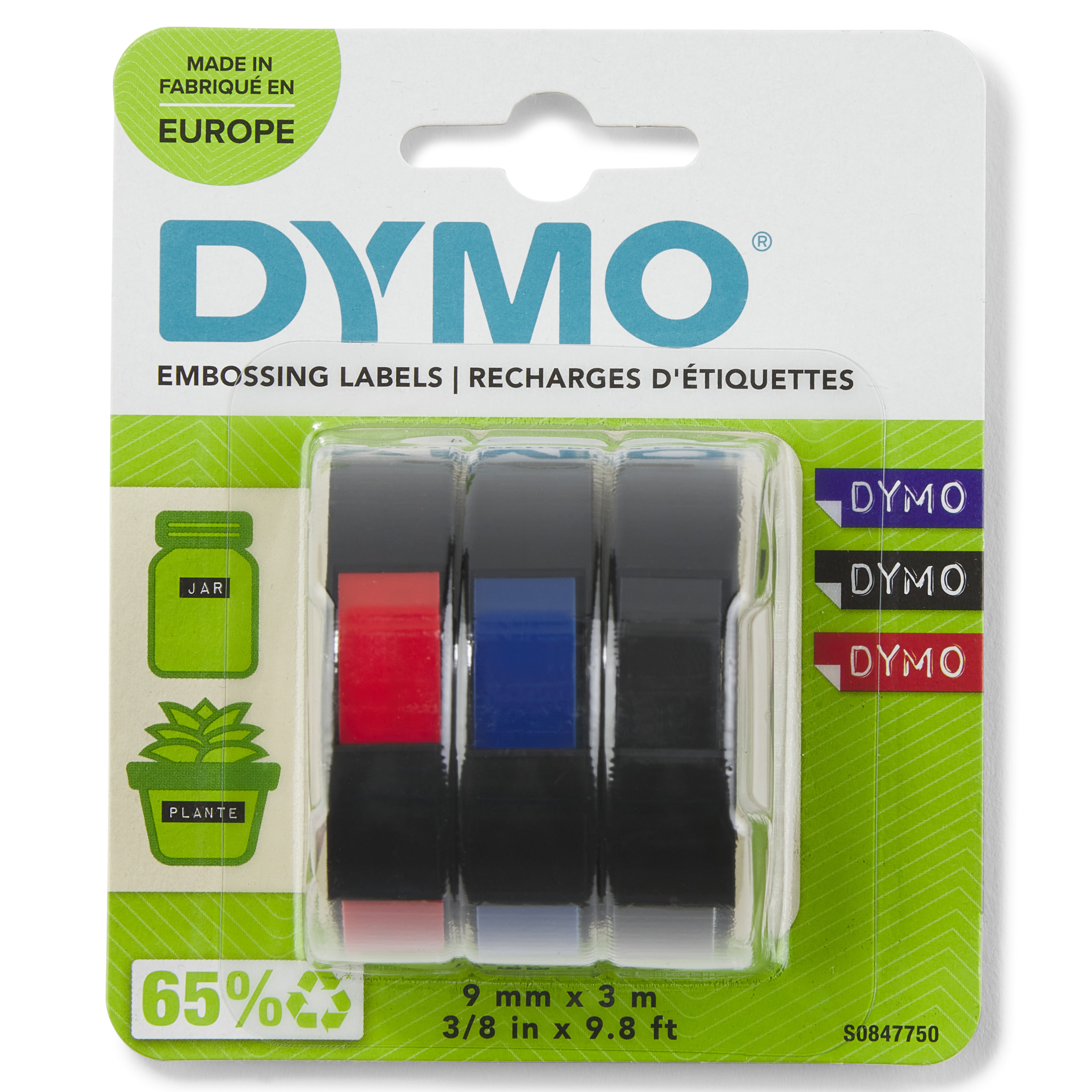 DYMO Prägebänder 3D 13151 S0847750, 9 mm, farbig sortiert, 3 St.