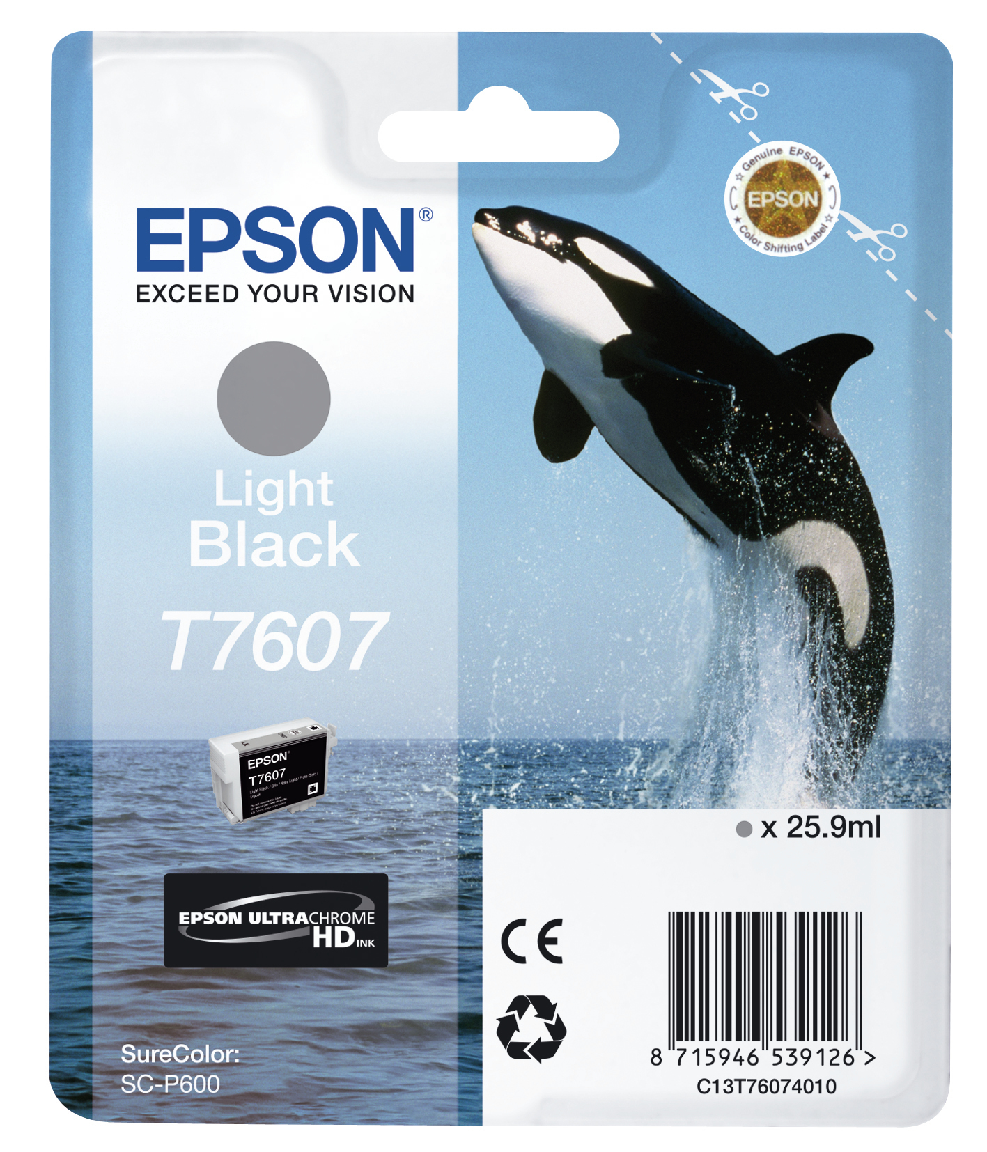 EPSON T7607 (Schwertwal) light schwarz Druckerpatrone