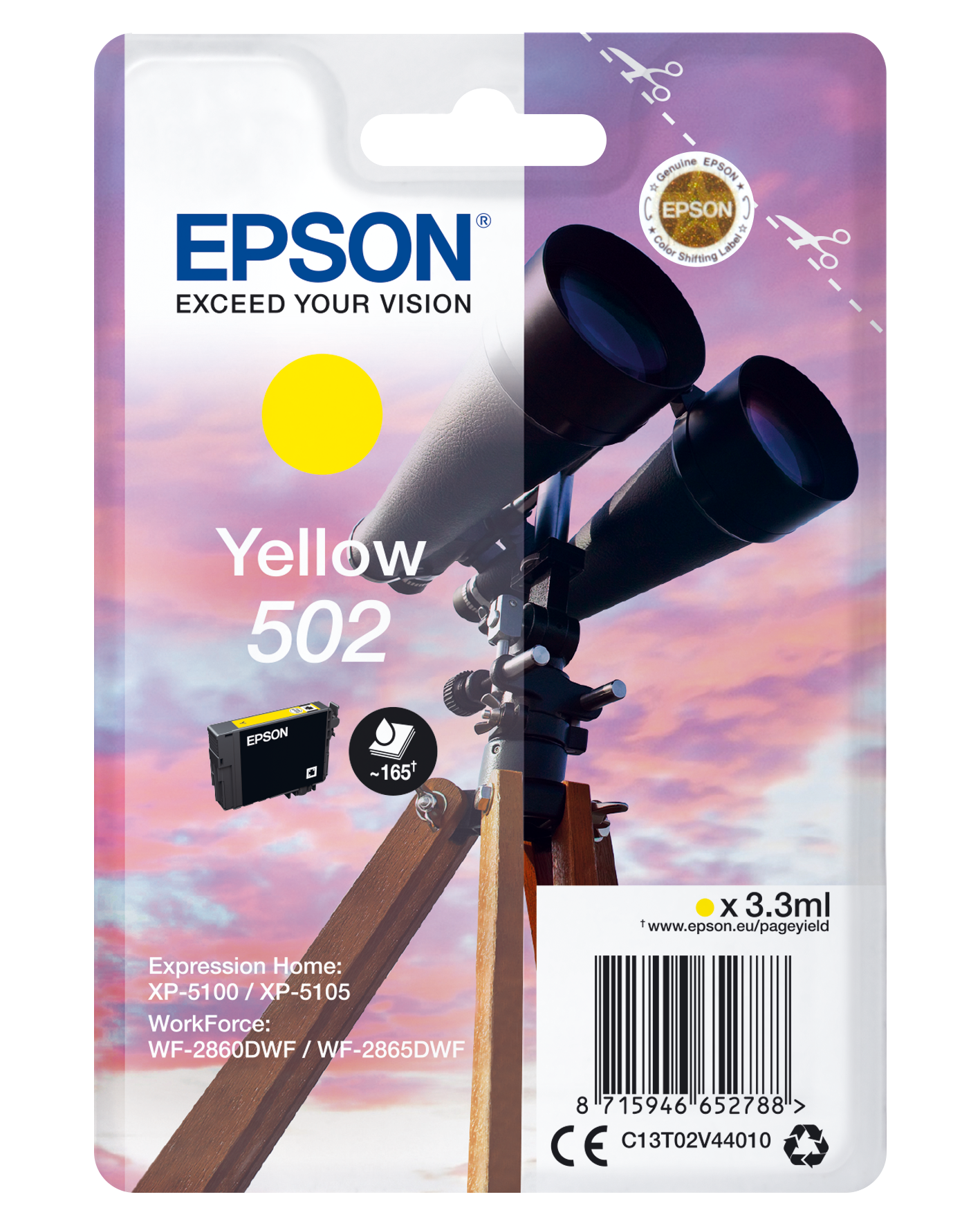 EPSON 502/T02V44 (Fernglas) gelb Druckerpatrone