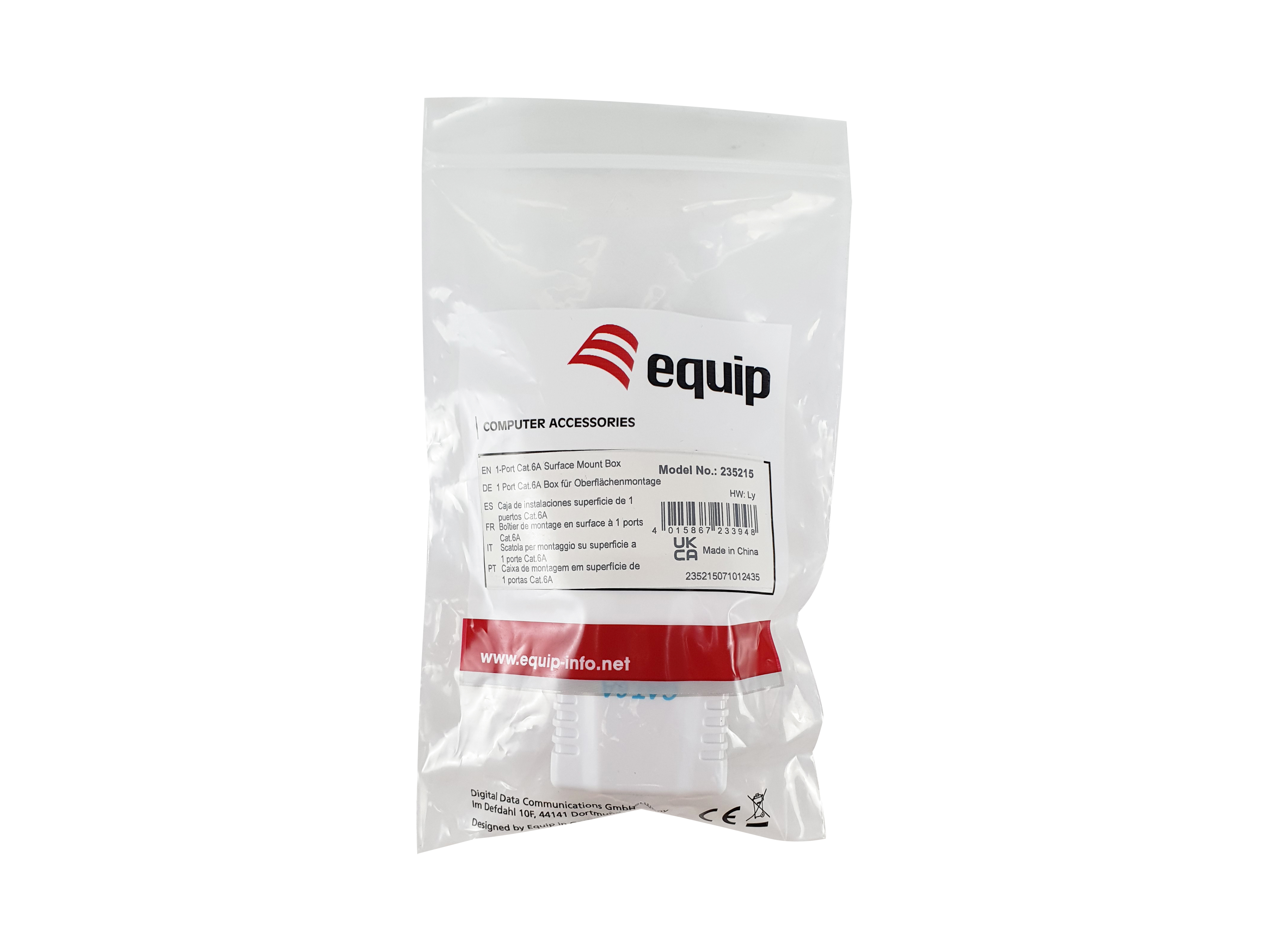 Equip Aufputzdose Cat6A 1-Port RJ45 UTP RAL 9010 ws Polybeutel