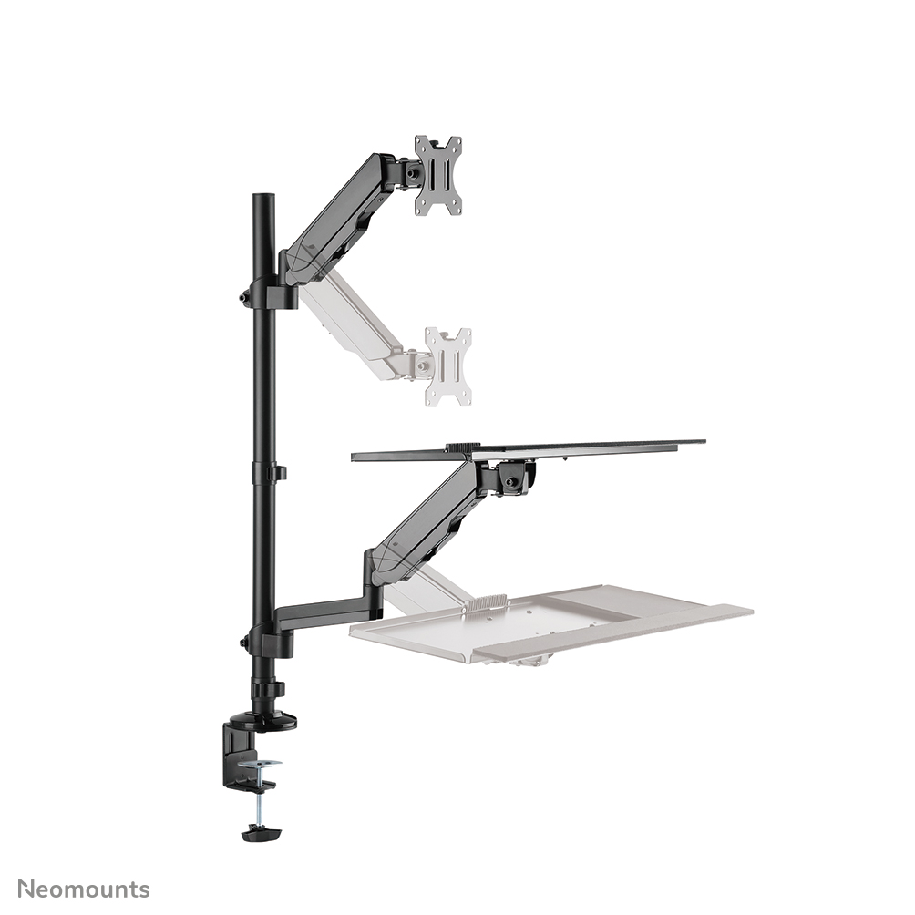 NEOMOUNTS desk mounted sit-stand workstation Screen Keyboard & Mouse