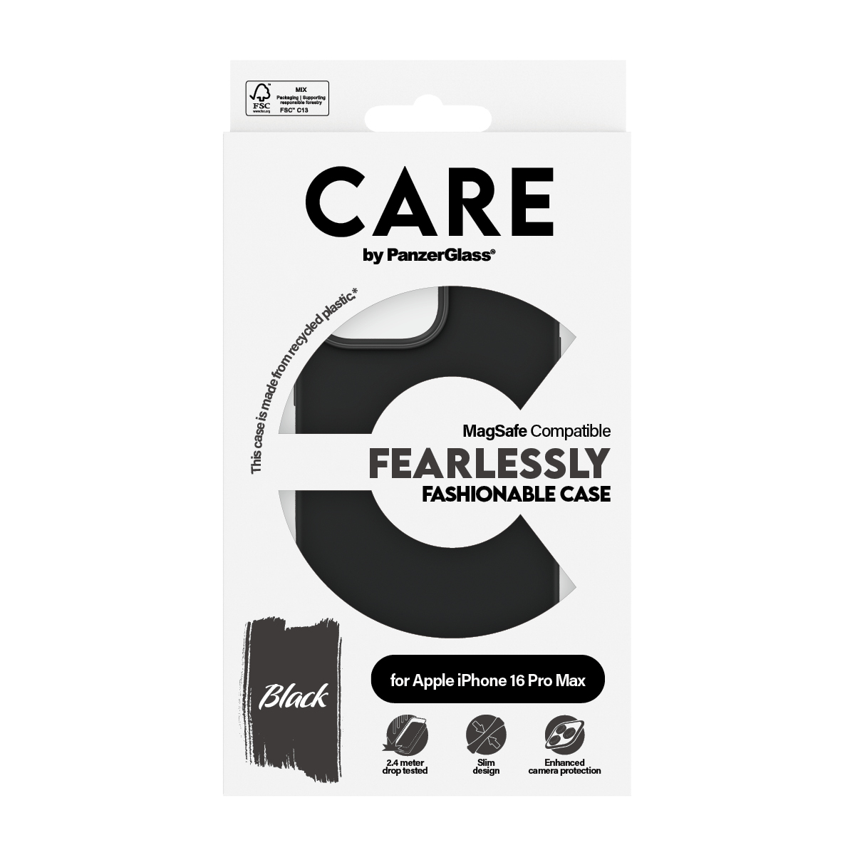 CARE BY PANZERGLASS CASE FASHION BLACK MAGSAFE IPHONE 16