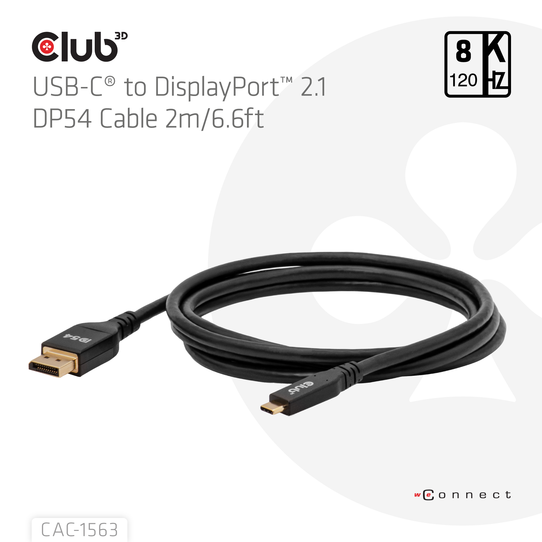 Club3D Kabel USB Typ C  DP 2.1 2m 8K120Hz St/St