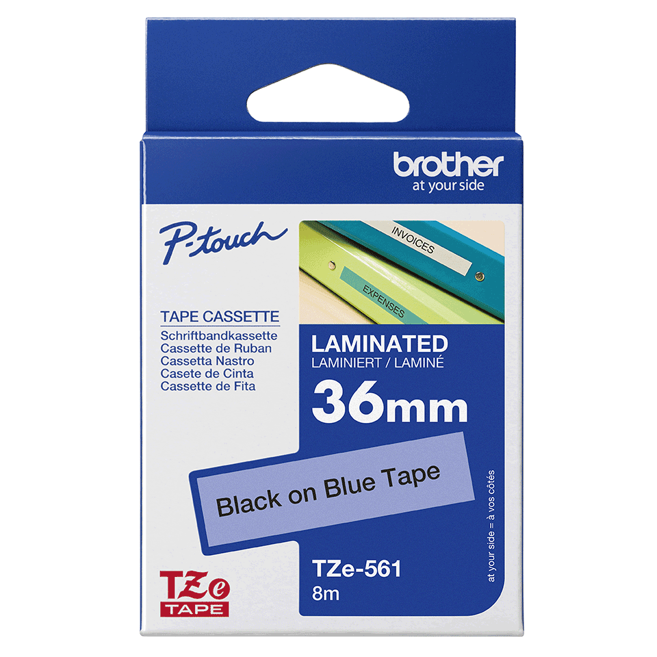 brother Schriftband TZe-561 TZE561, 36 mm, schwarz auf blau, 1 St.