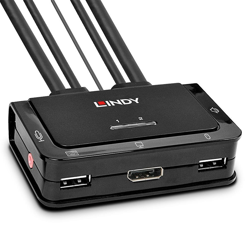 LINDY 2 Port DisplayPort 1.2 USB 2.0 Cable KVM Switch mit Audio