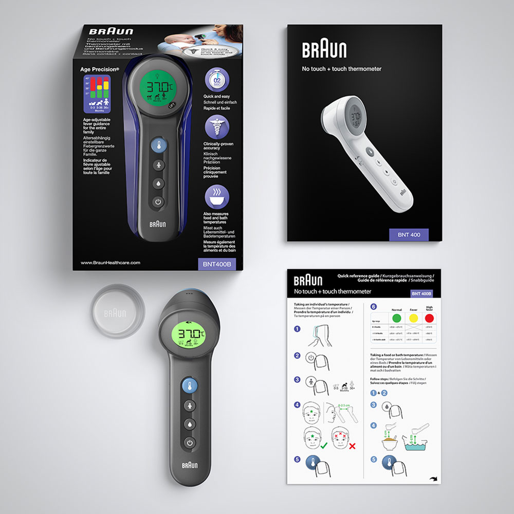 Braun BNT400B No touch + touch Thermometer mit Age Precision