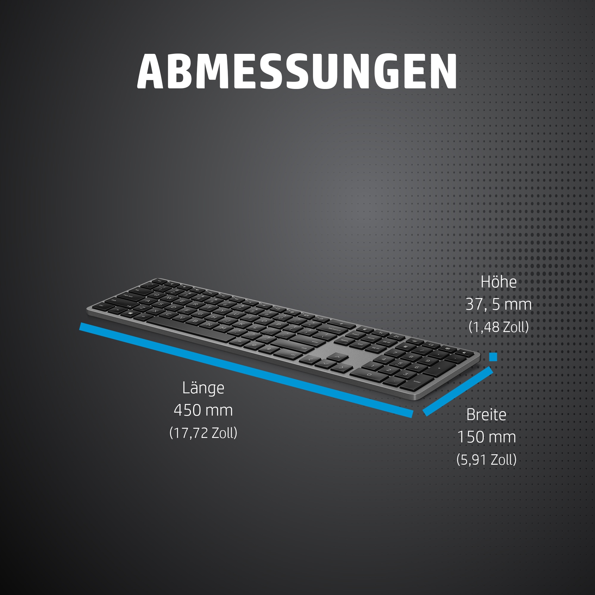 HP 975 USB+BT Dual-Mode Wireless Keyboard Tastatur kabellos(DE)