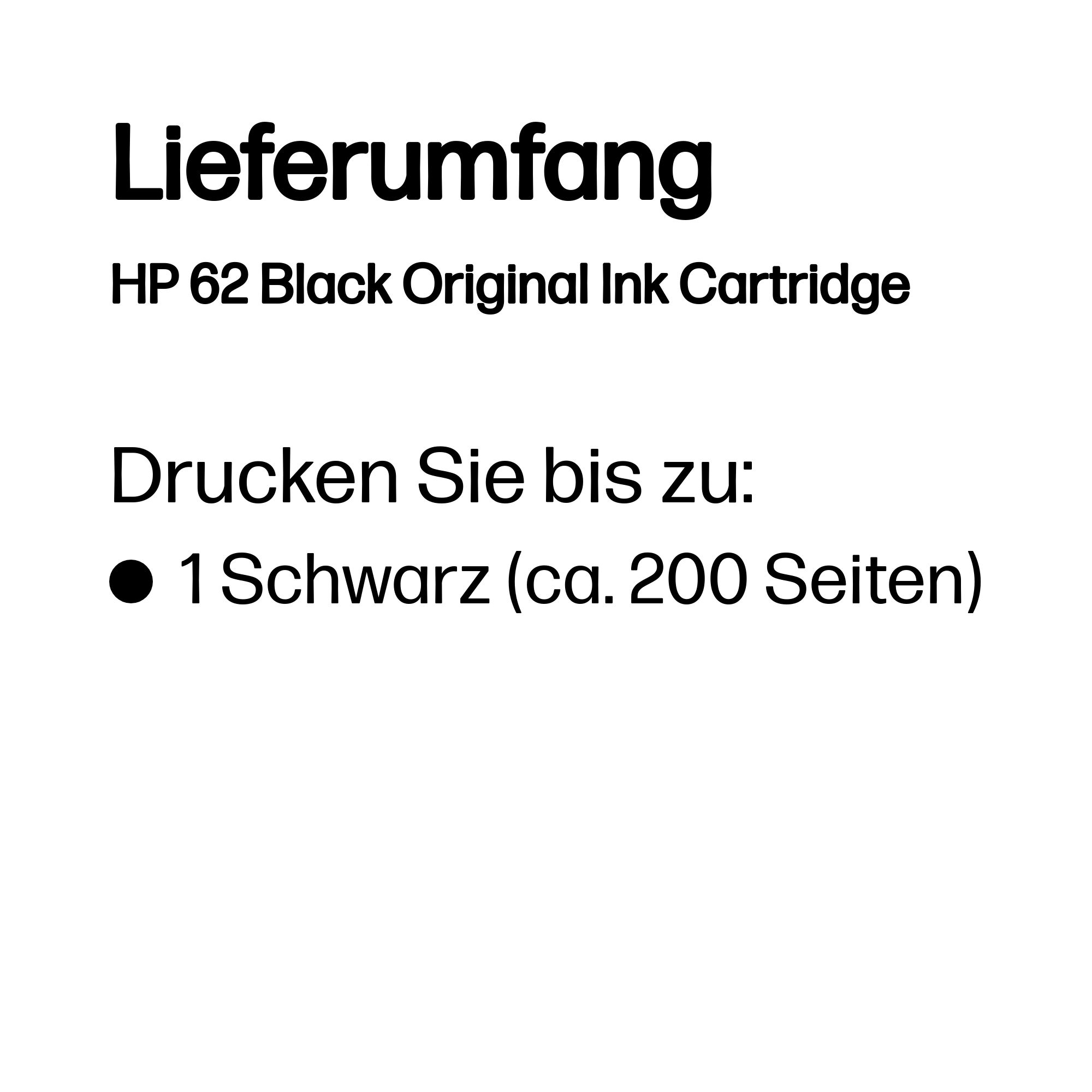 HP 62 Schwarz Tintenpatrone