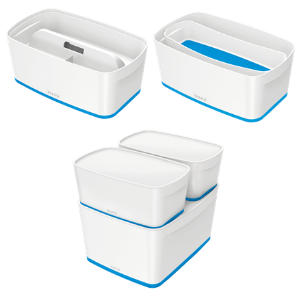LEITZ MyBox Aufbewahrungsbox 5,0 l perlweiß/blau 31,8 x 19,1 x 12,8 cm, 1 St.