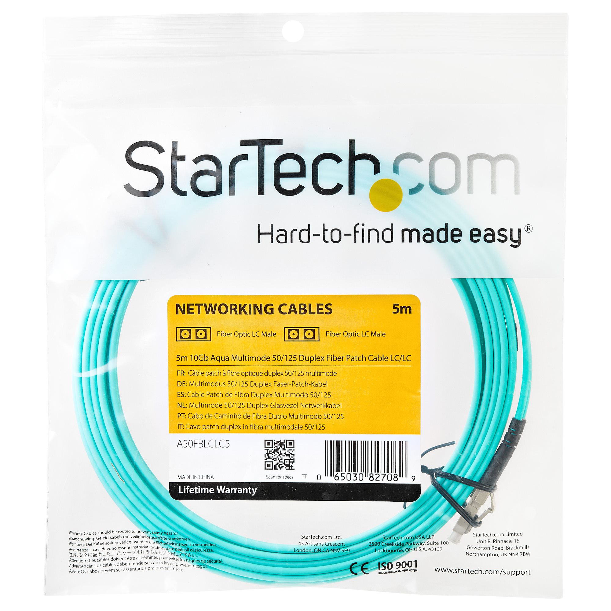 5M AQUA FIBER PATCH CABLE .