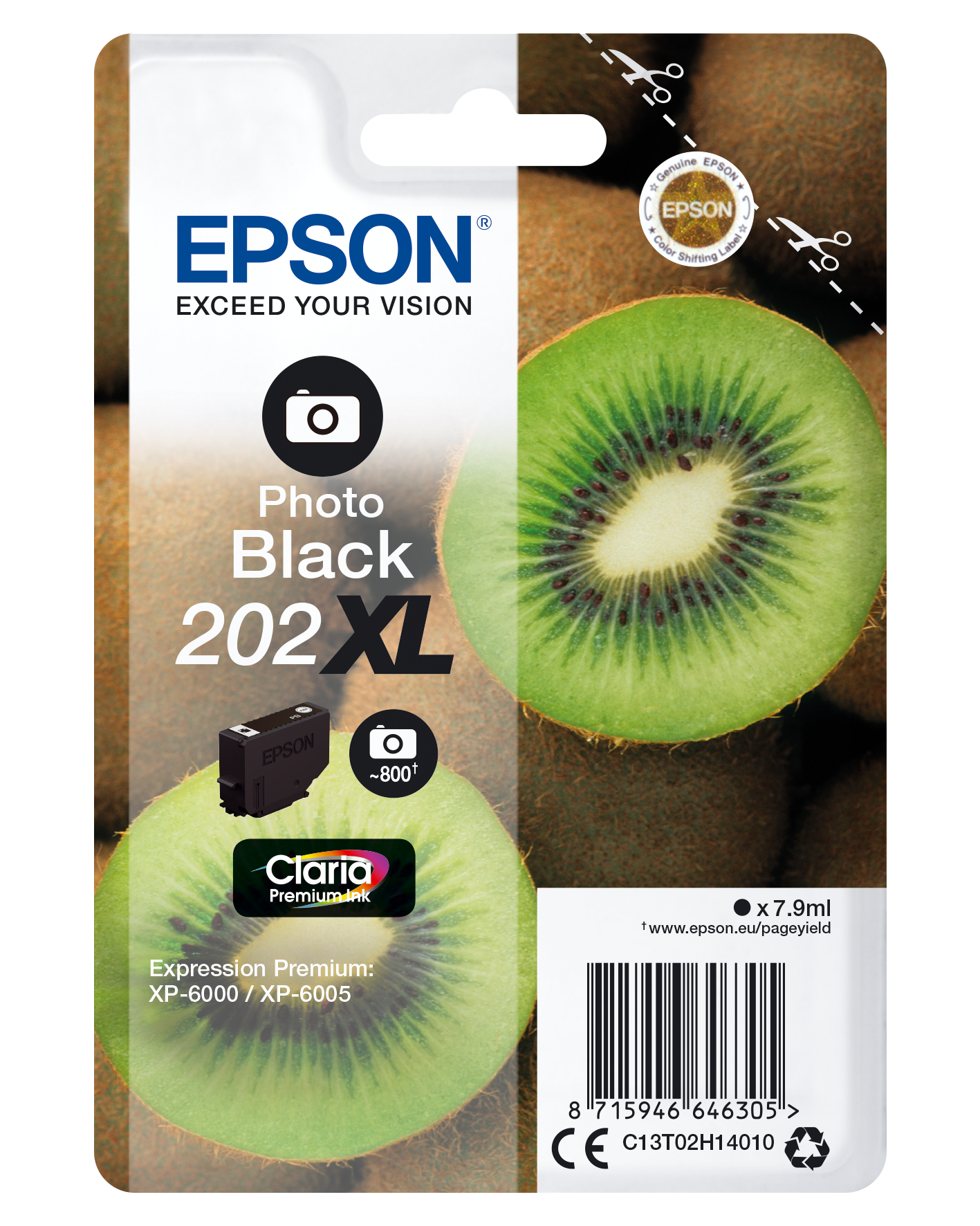 EPSON 202XL/T02H14 (Kiwi) Foto schwarz Druckerpatrone