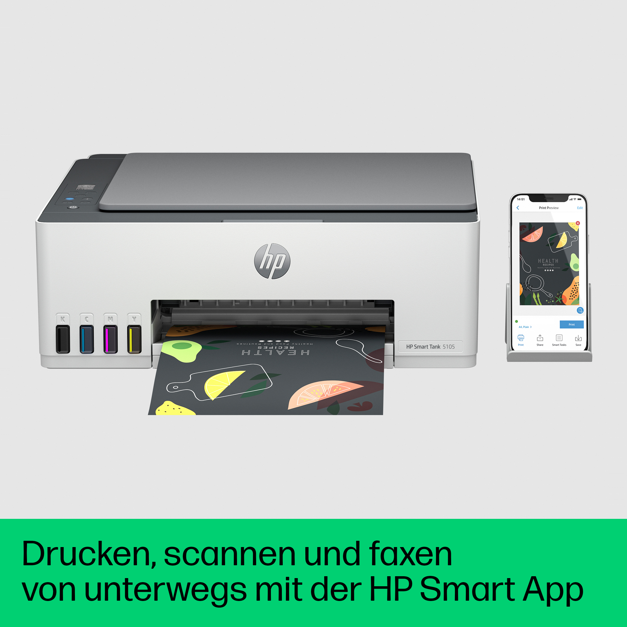 AKTION: HP Smart Tank 5105 All-in-One 3 in 1 Tintenstrahl-Multifunktionsdrucker weiß mit 20 Euro CashBack