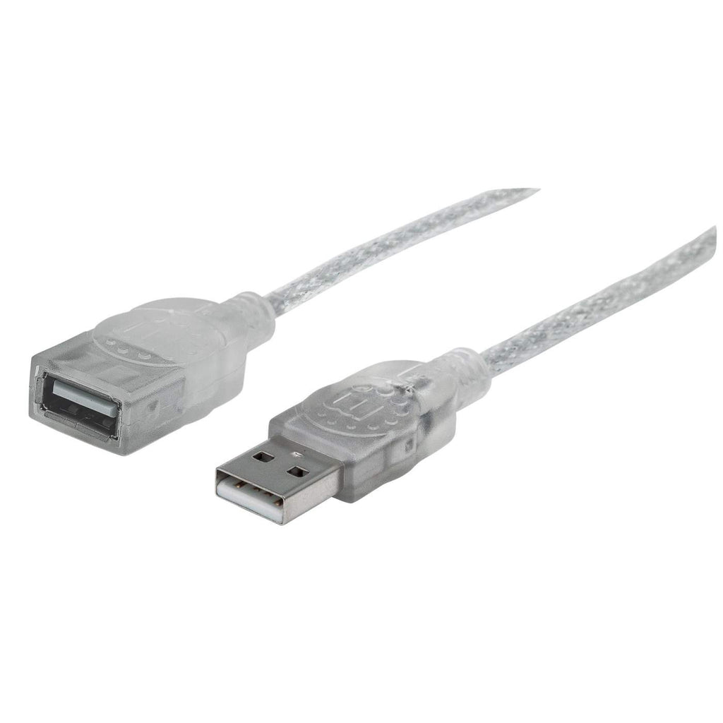 MANHATTAN Hi-Speed USB 2.0 Verlängerungskabel USB 2.0 Typ A Stecker - Typ A Buchse 480 Mbps 1,8m Silber