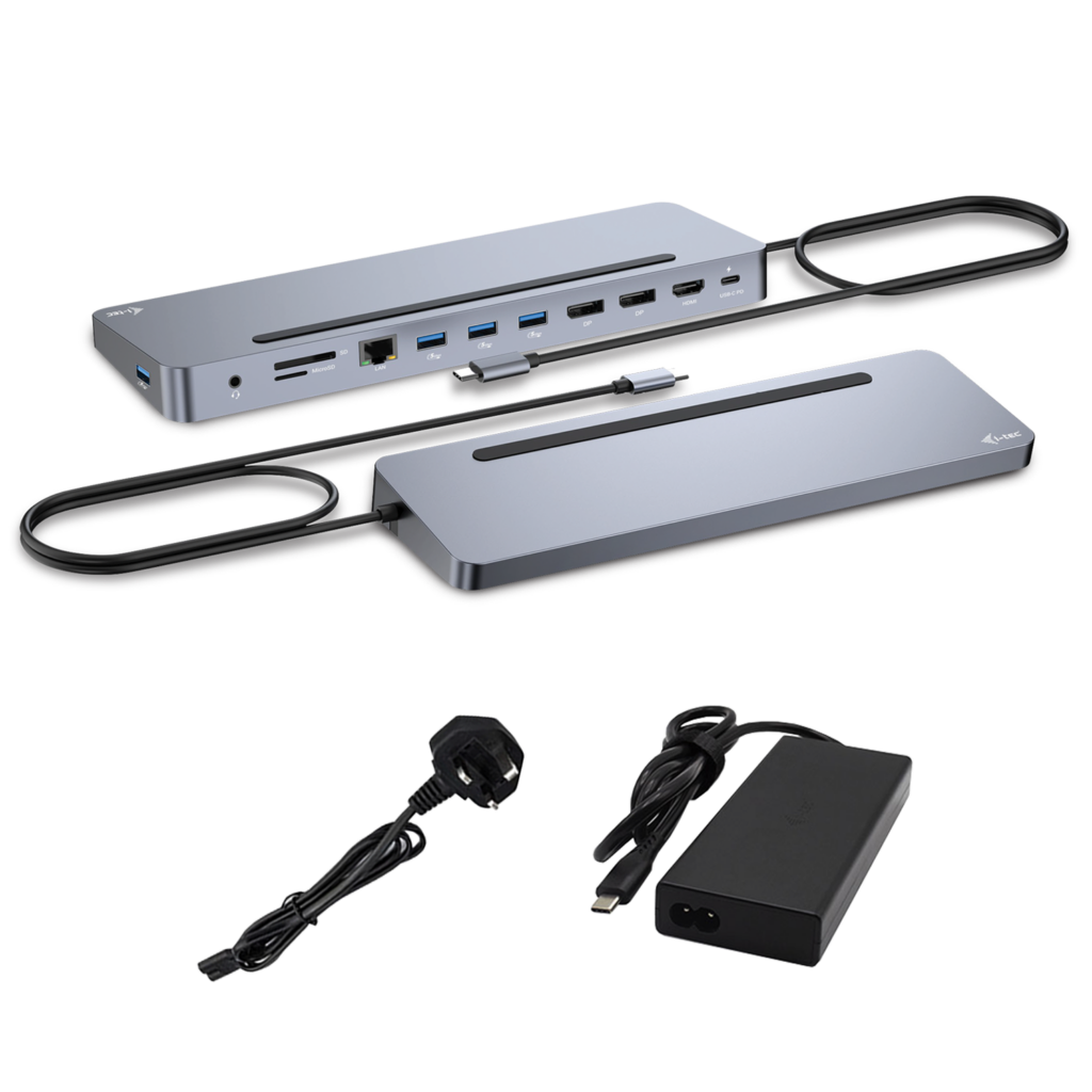 I-TEC USB-C Metal Ergonomic 4K 3x Display Docking Station with PD 100 W + i-tec Universal Charger 100W bundle