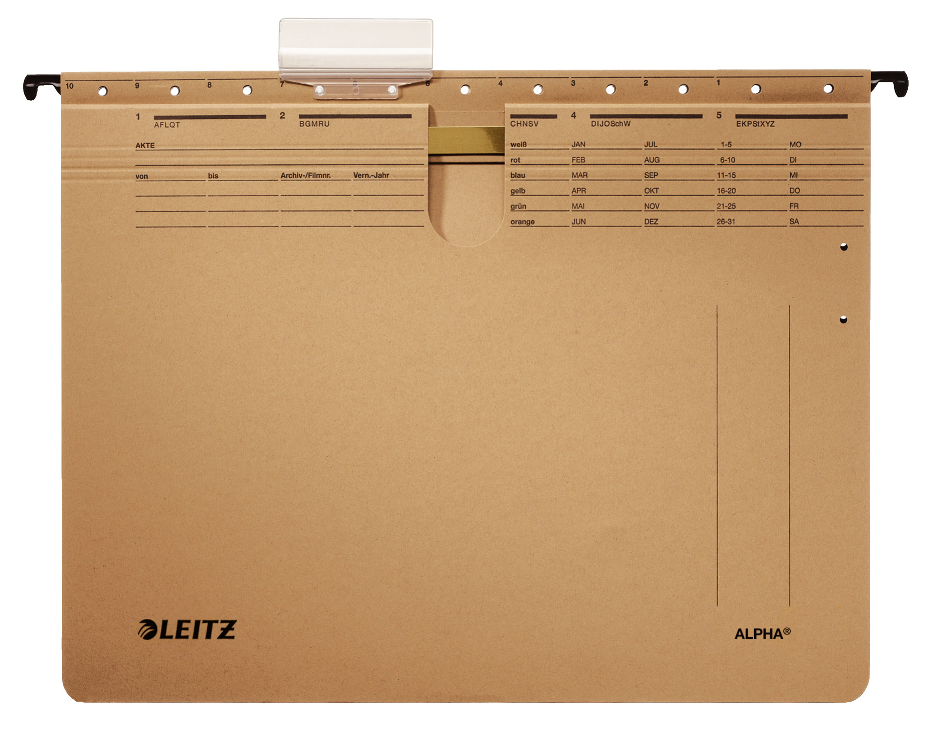LEITZ Hängehefter ALPHA® 1914 Karton naturbraun DIN A4 1x kaufmännische Heftung, 10 St.