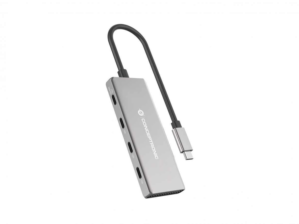 CONCEPTRONIC 4-1 Dock USB-C->3xUSB-C/100WPD 25cm gr