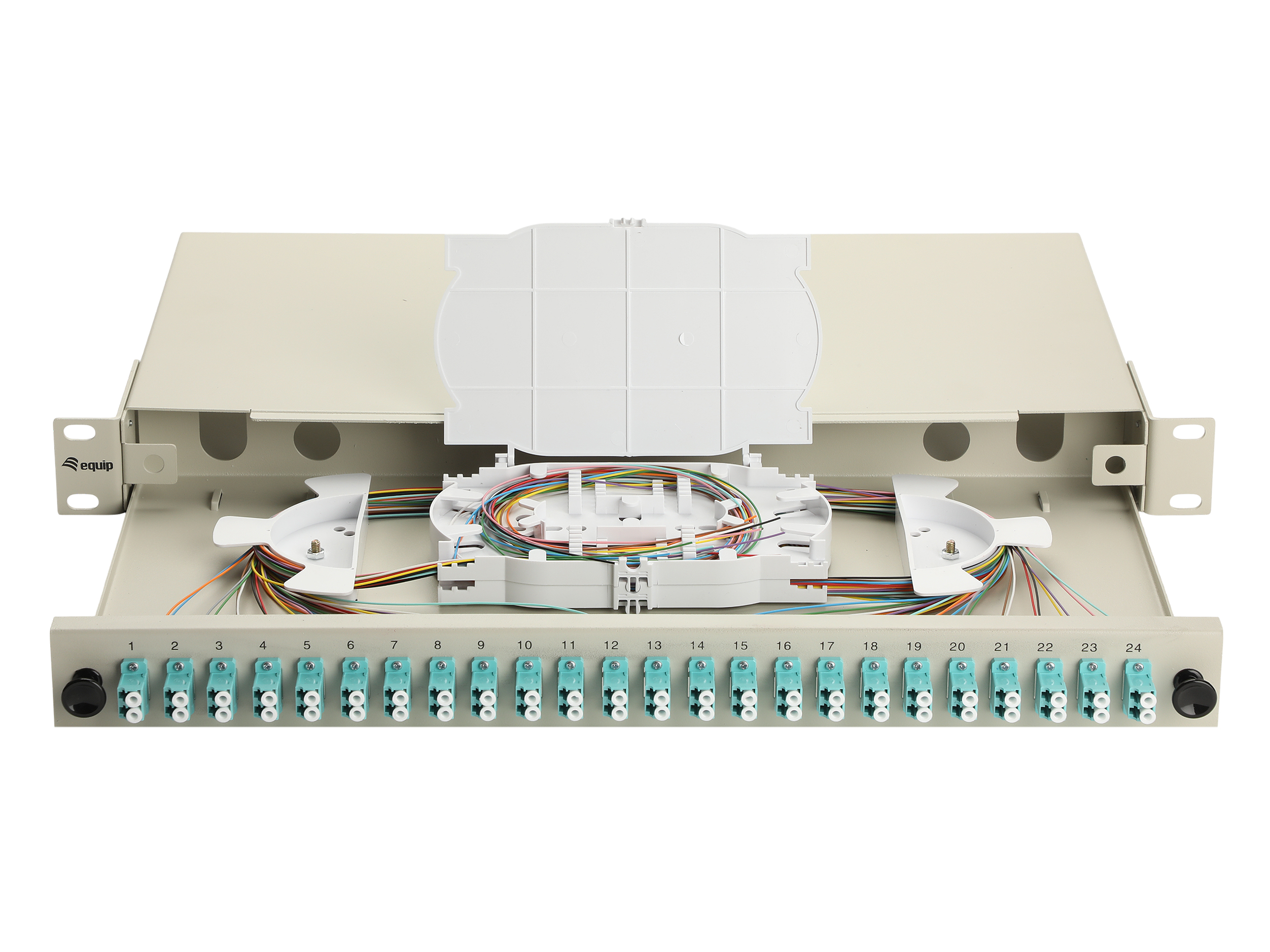 Equip LWL-Spleißkasten 24-Port LC-Duplex OM3 1U komplett gr