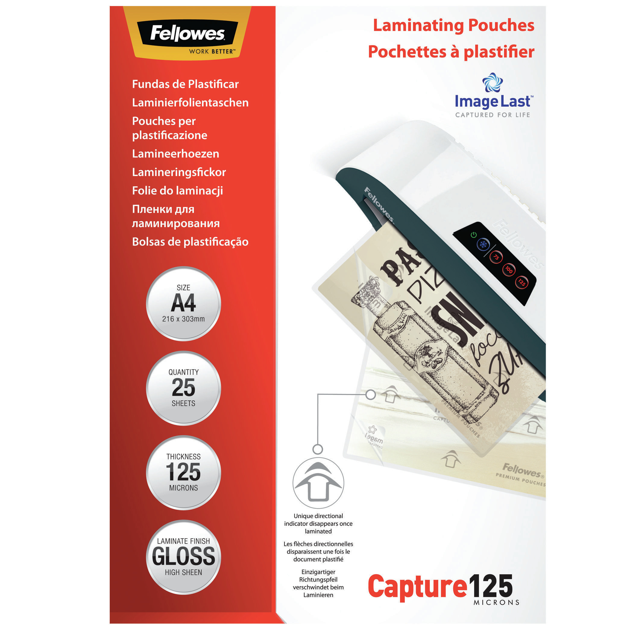 Fellowes Laminierfolien Capture125 ImageLast glänzend für A4 125 micron, 25 St.