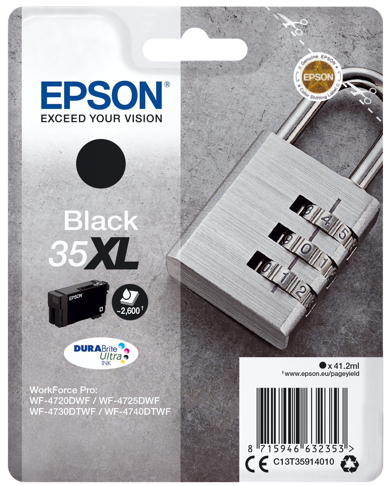 EPSON 35XL / T3591XL (Vorhängeschloss) schwarz Druckerpatrone