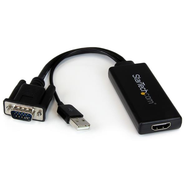 STARTECH.COM VGA auf HDMI Adapter mit USB-Audio & -Stromversorgung - Mobiler VGA auf HDMI-Konverter - 1080p